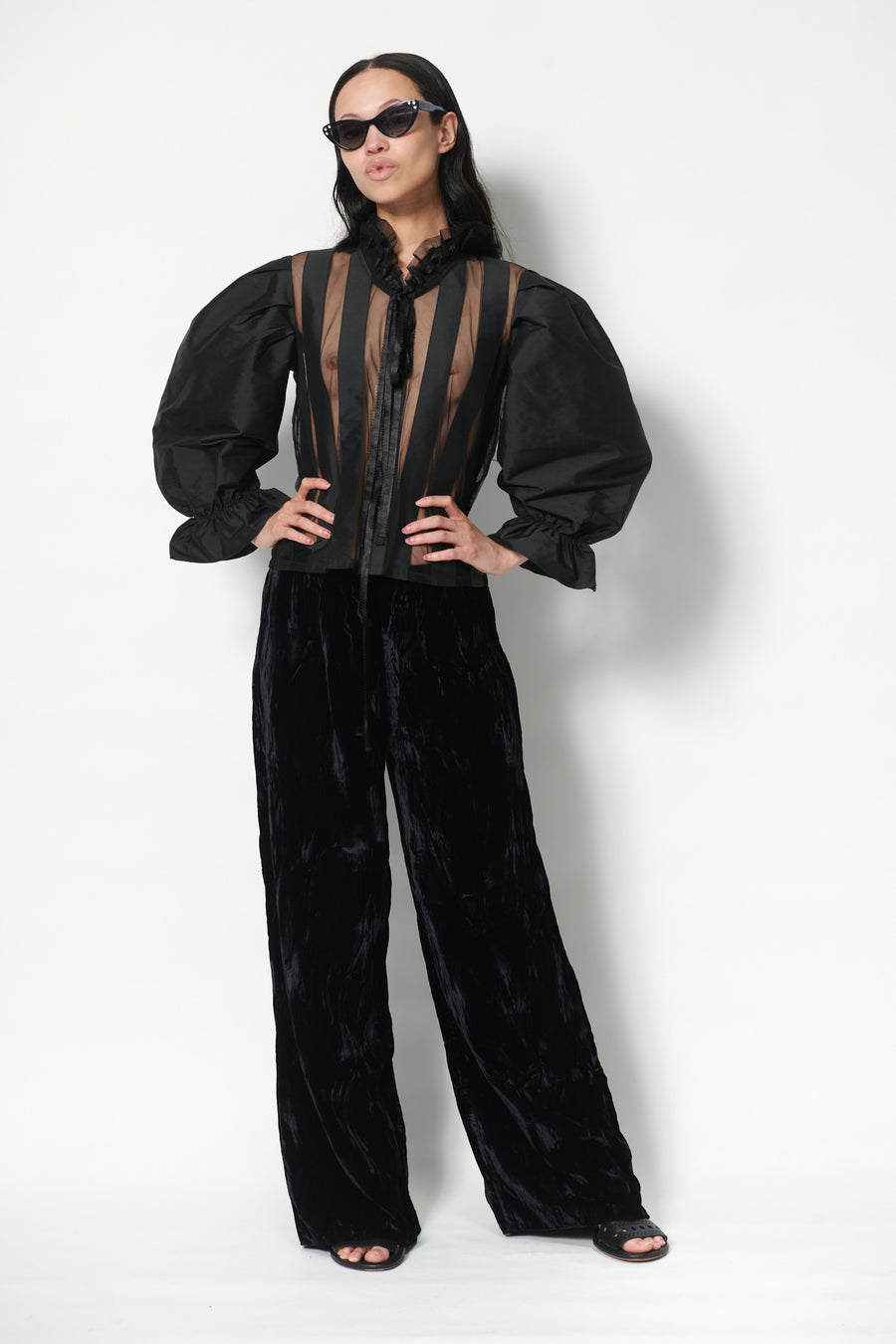 Erin Pant in Black Crushed Velvet