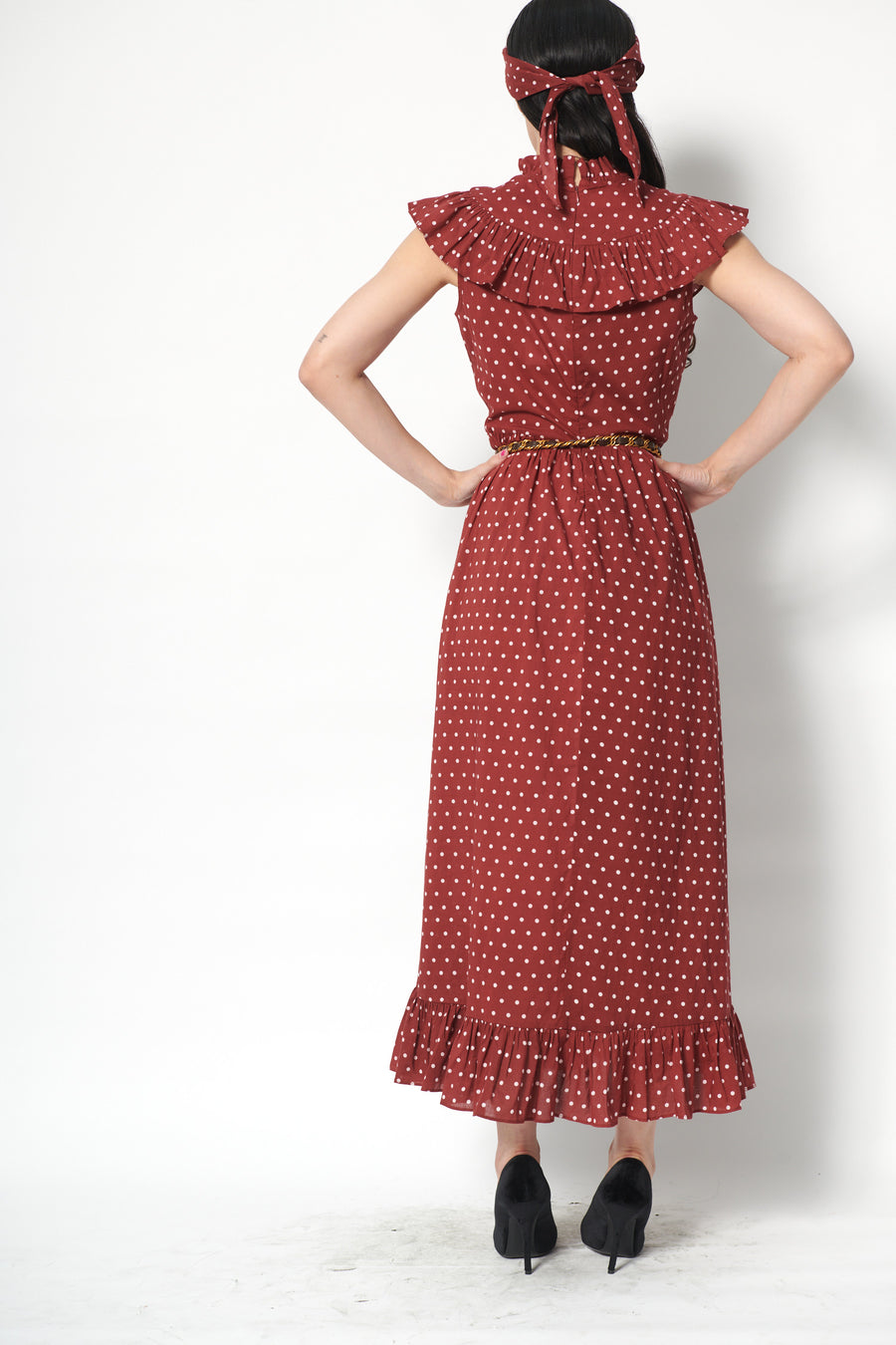Caroline Dress in Maroon Dots