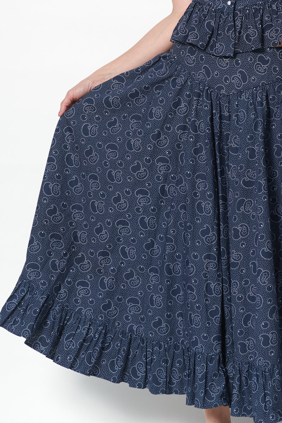 Ruffle Skirt in Midnight Paisley