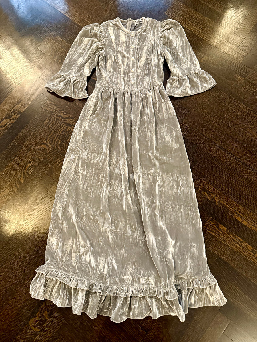Ella Dress in Silver Crushed Velvet