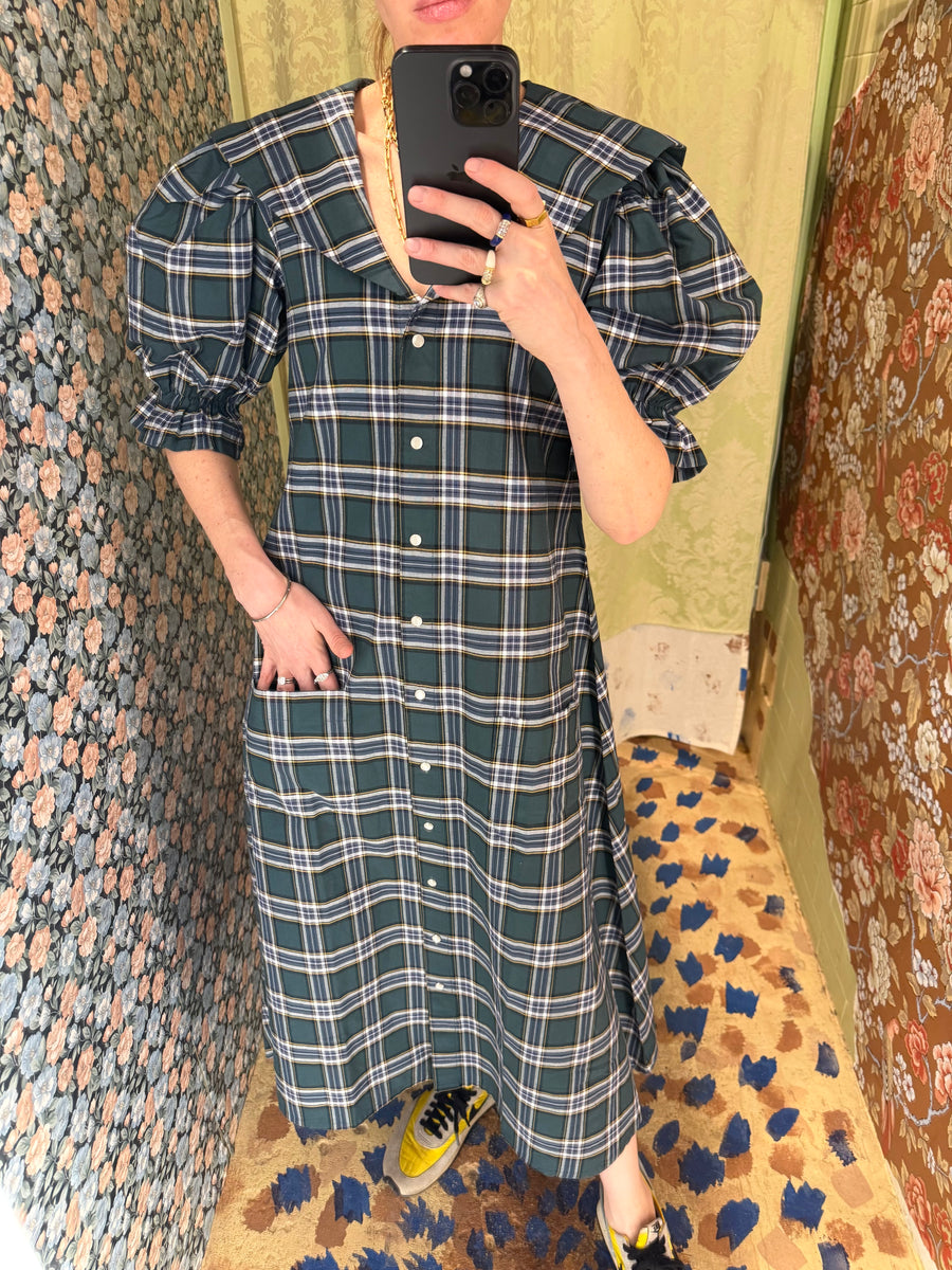 Sailor Snap Housedress in Green Plaid Sailor Snap Housedress in Green Plaid