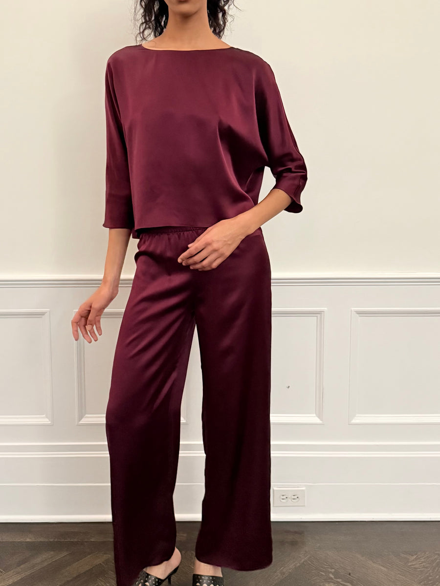 Erin Pant in Merlot Silk Charmeuse