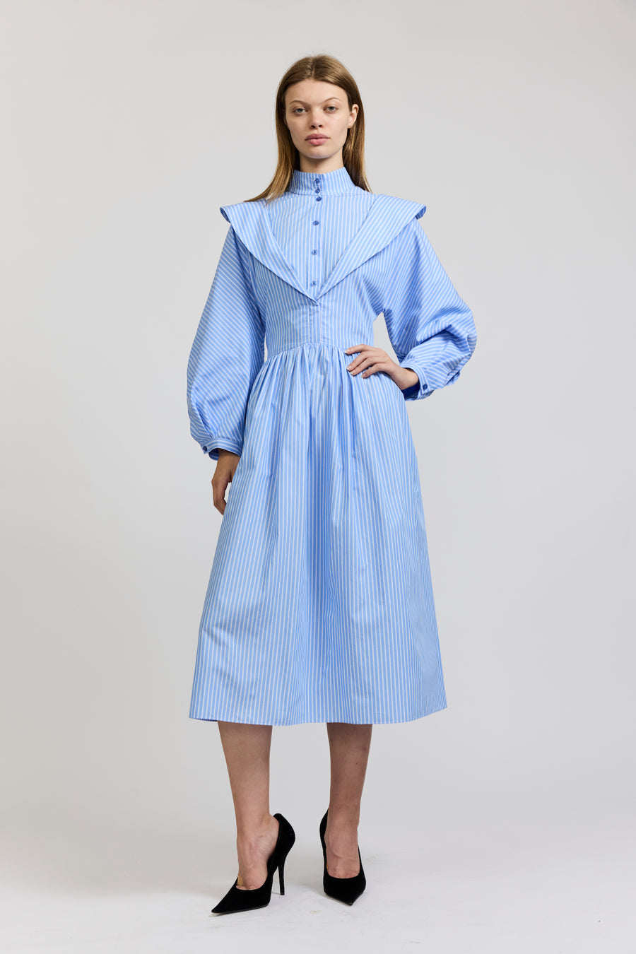 Elsa Dress in Blue Stripe