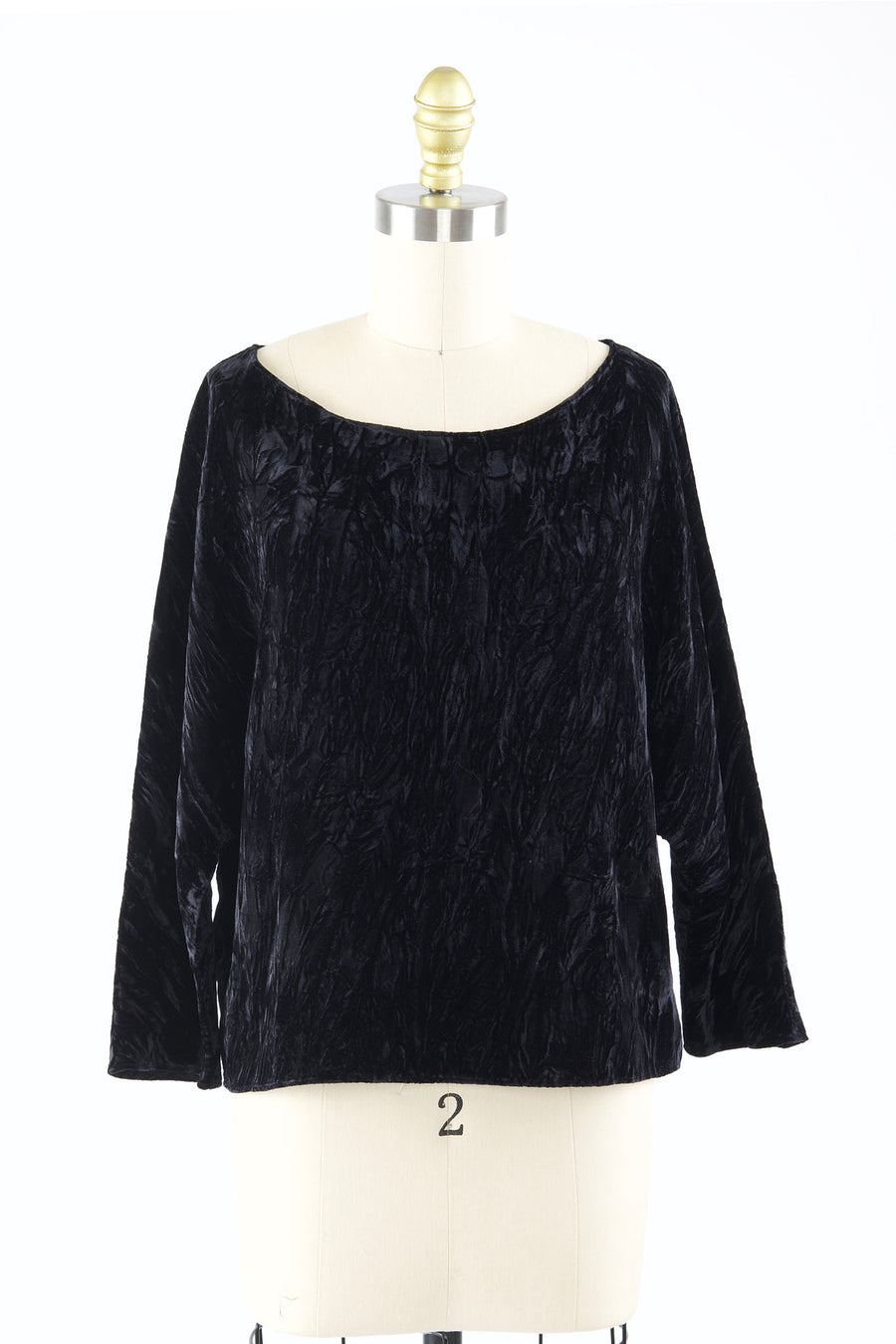 Erin Top in Black Crushed Velvet