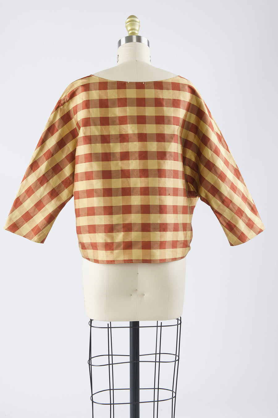 Erin Top in Gingham Silk Taffeta