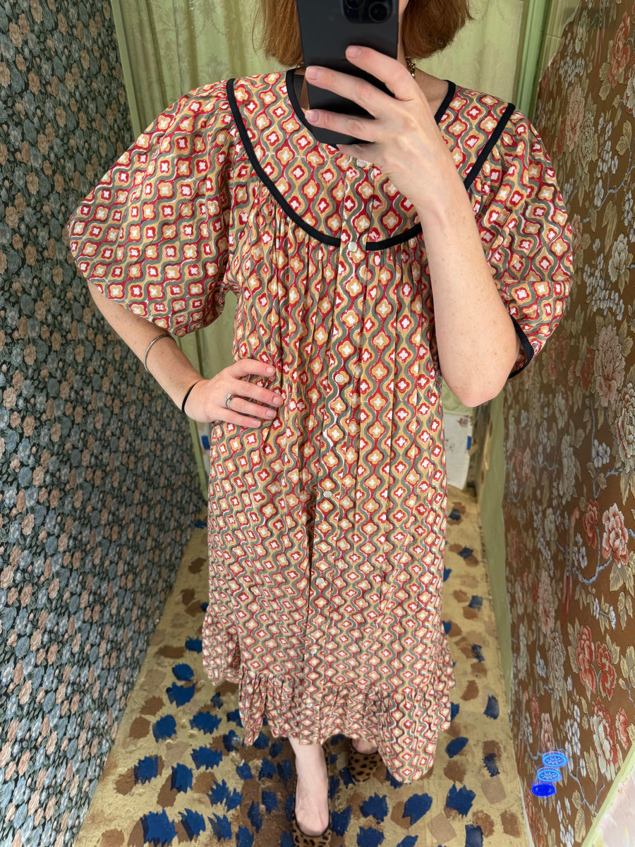 Snap Housedress in Geometric Print