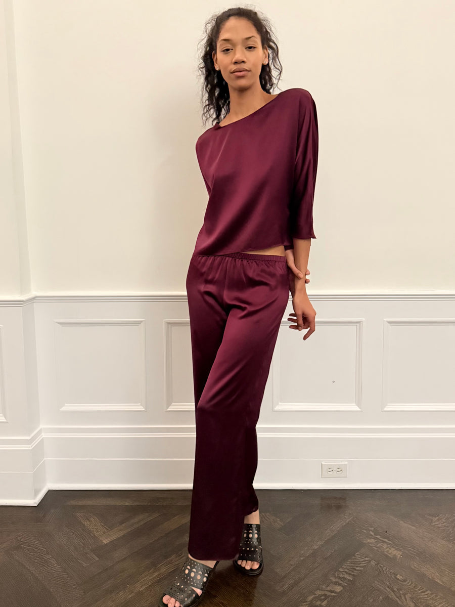Erin Top in Merlot Silk Charmeuse