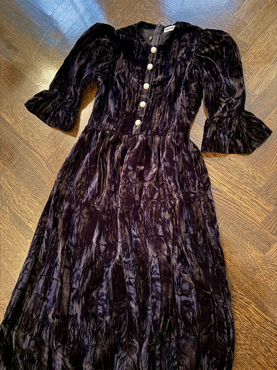 Ella Dress in Black Crushed Velvet