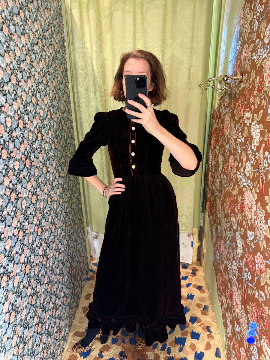 Ella Dress in Chocolate Velvet