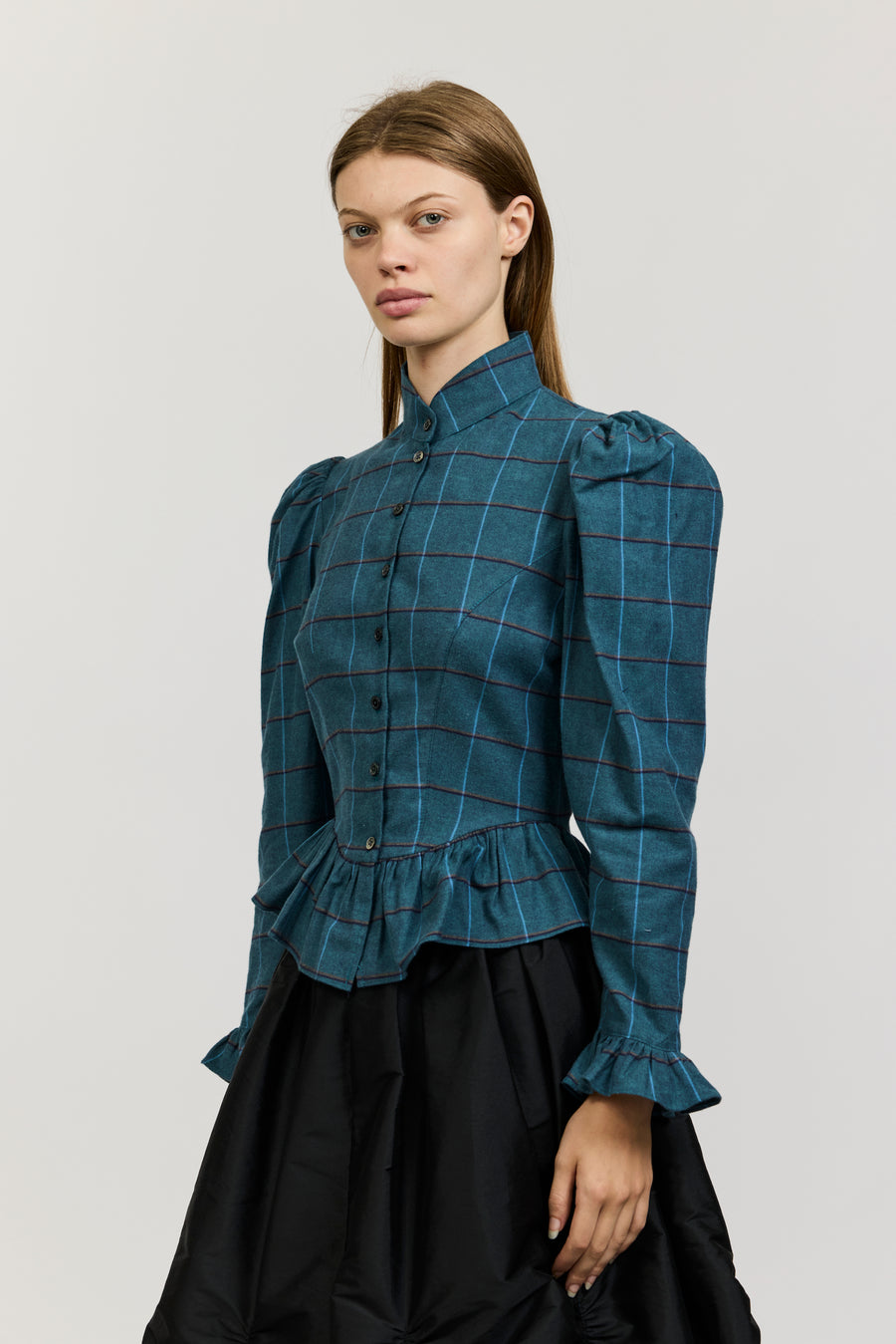 Grace Blouse in Green Check Flannel