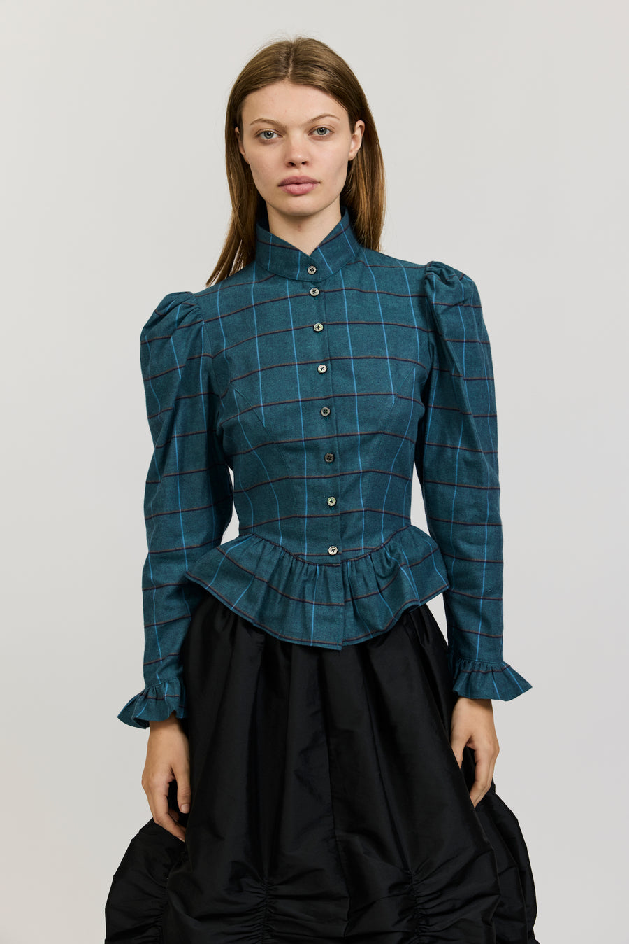 Grace Blouse in Green Check Flannel