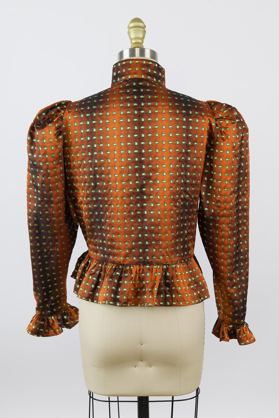 One-Of-A-Kind Grace Blouse in Vintage Copper Silk Paisley