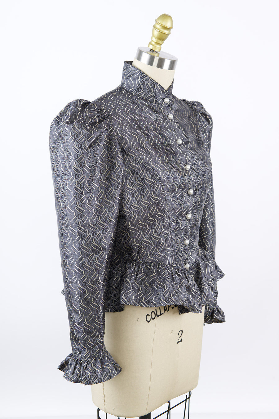 One-Of-A-Kind Grace Blouse in Vintage Gray Silk