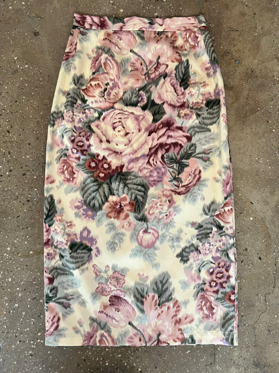 Pencil Skirt in Vintage Floral Upholstery