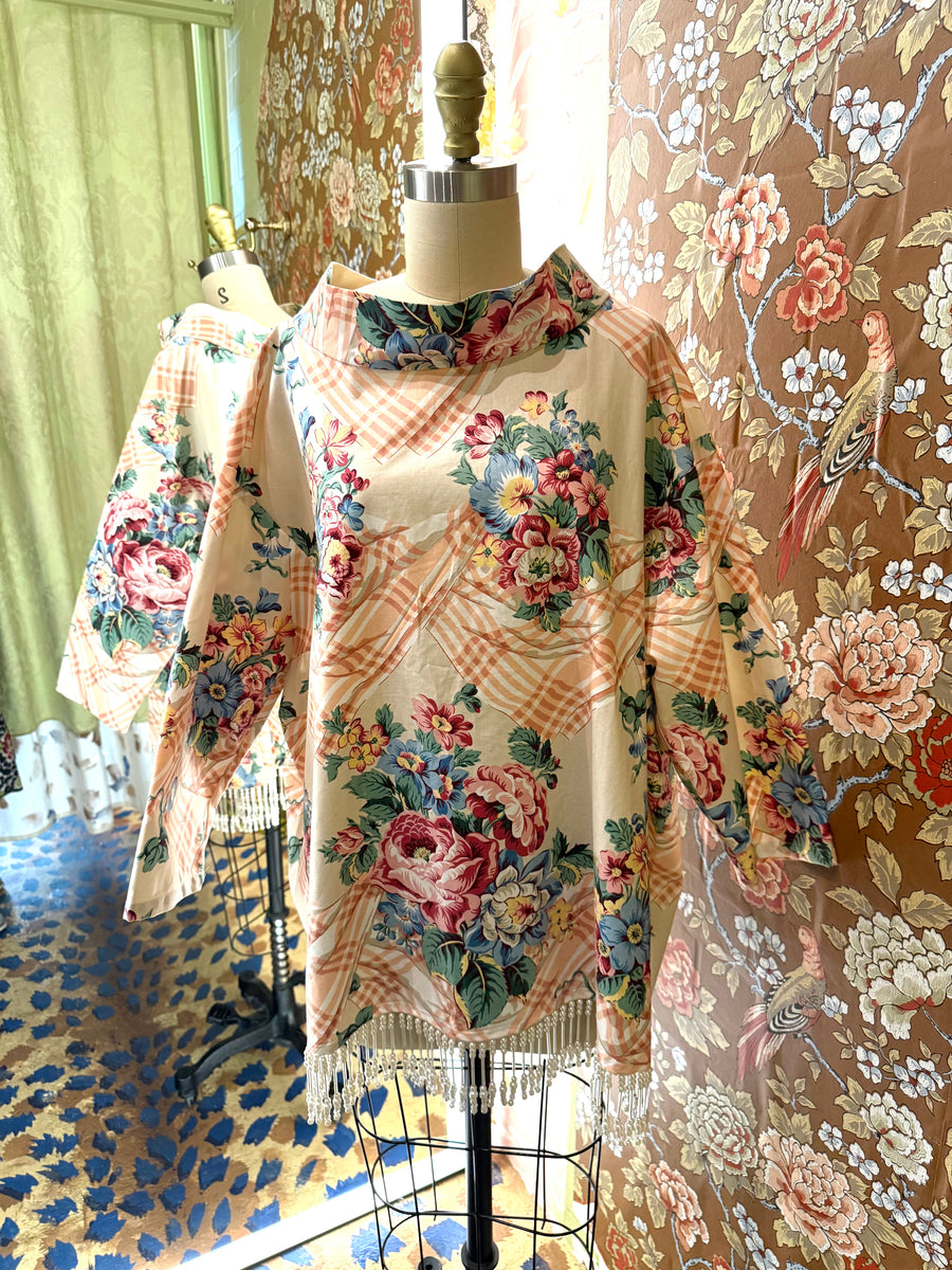 Abigail Coatdress in Trompe L'Oeil Upholstery with Beaded Trim