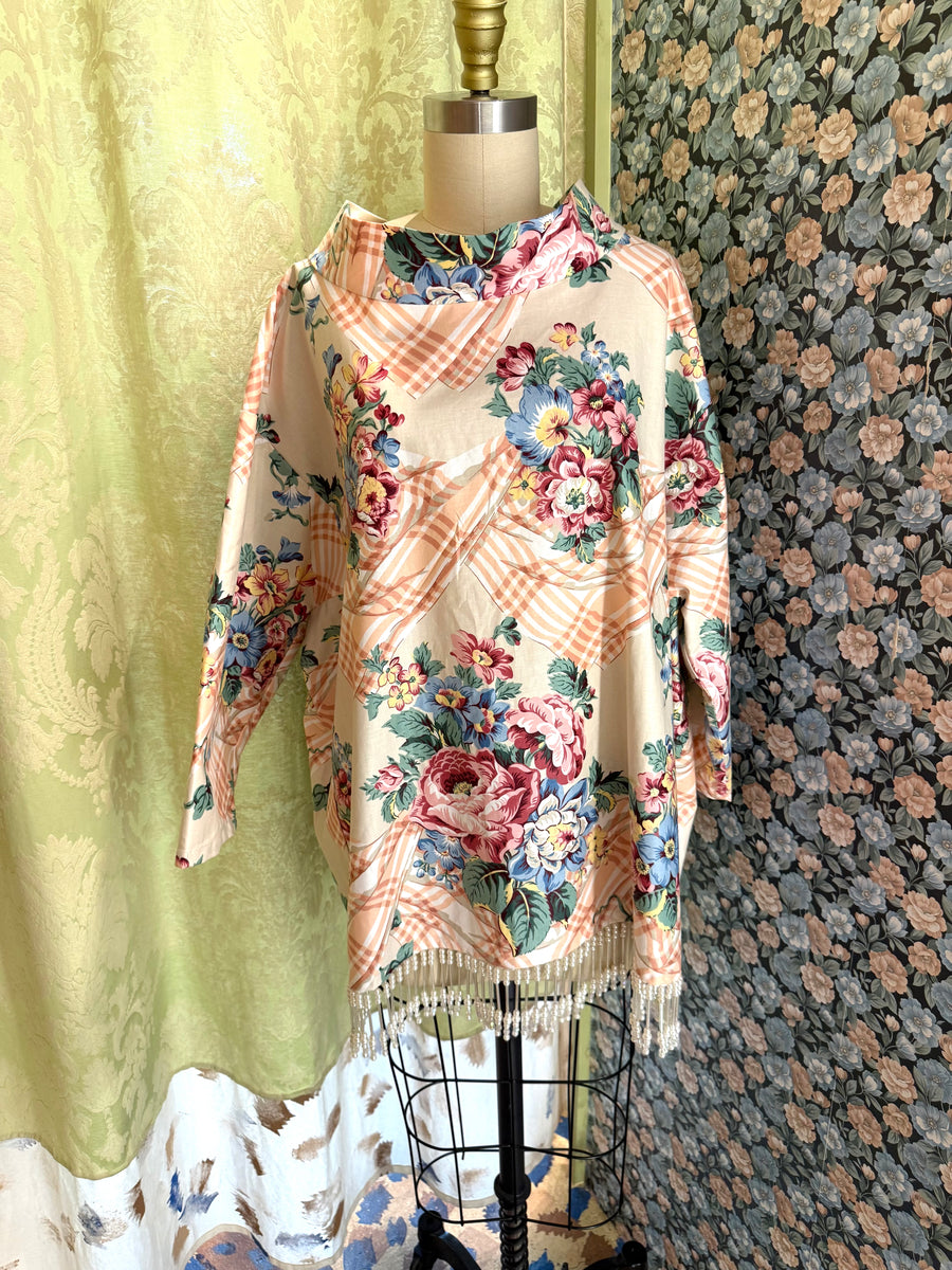 Abigail Coatdress in Trompe L'Oeil Upholstery with Beaded Trim