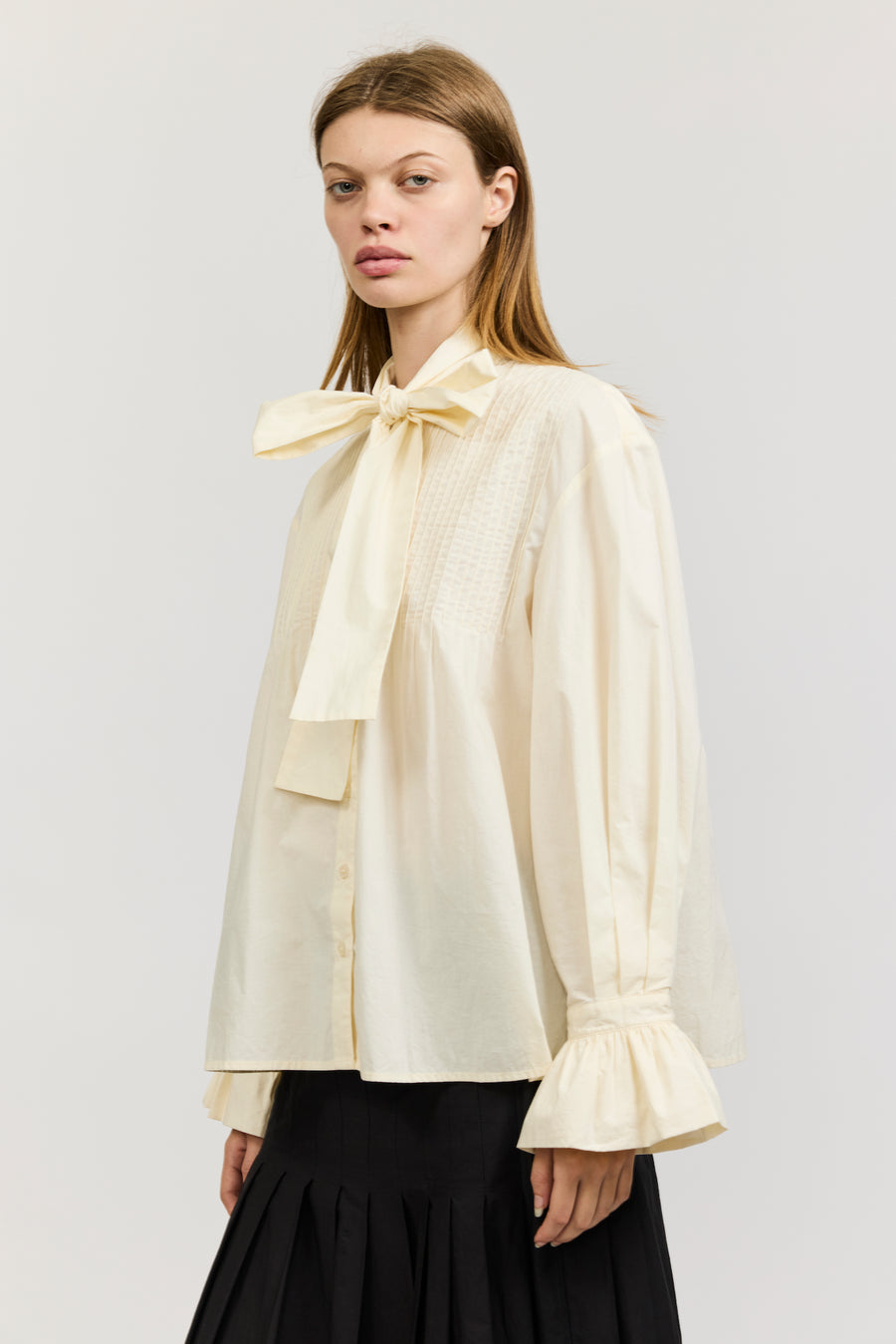 Iris Shirt in Ivory Cotton Poplin