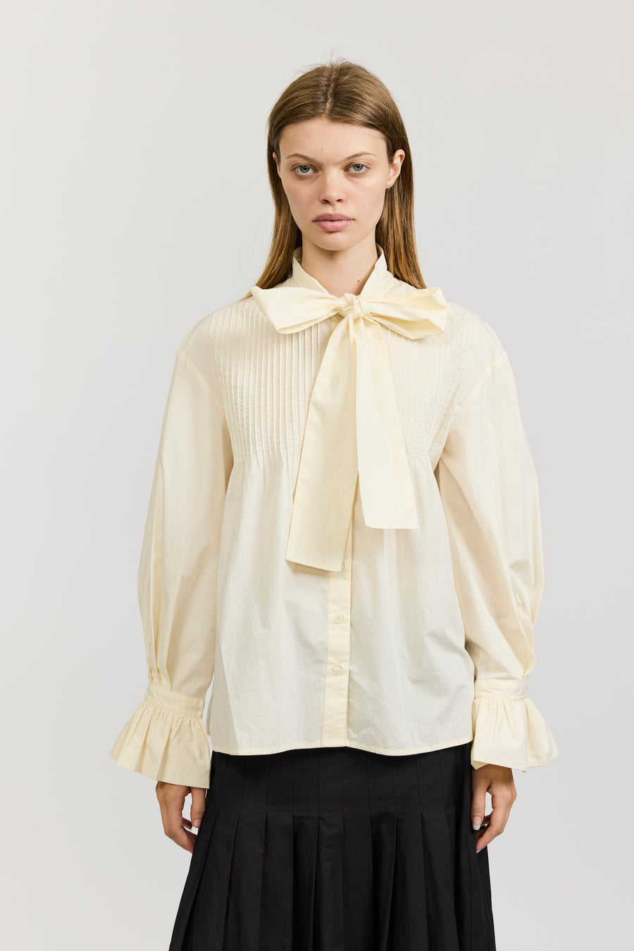 Iris Shirt in Ivory Cotton Poplin