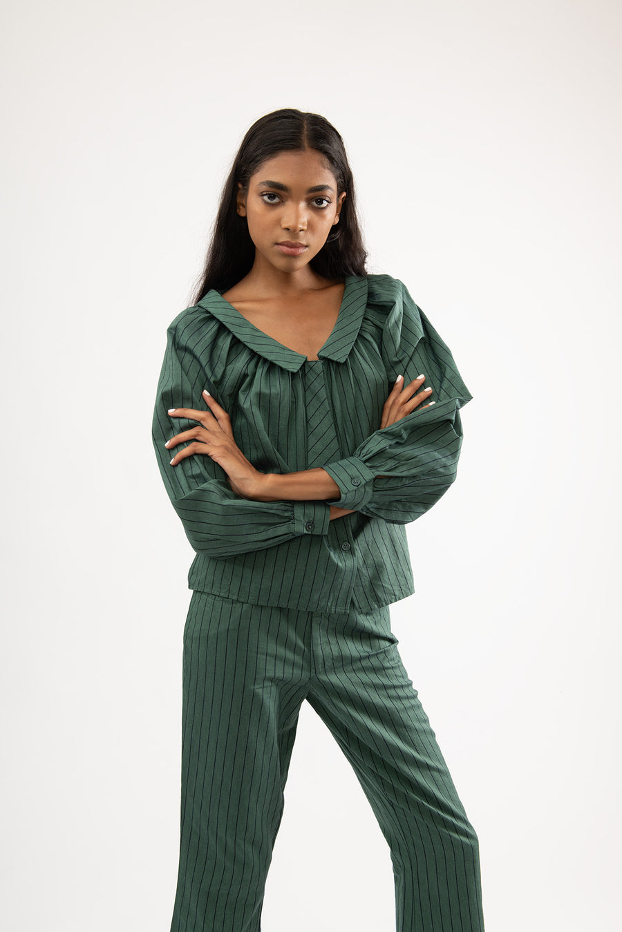 Josie Top in Green Stripe