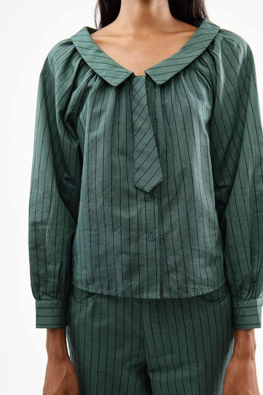 Josie Top in Green Stripe