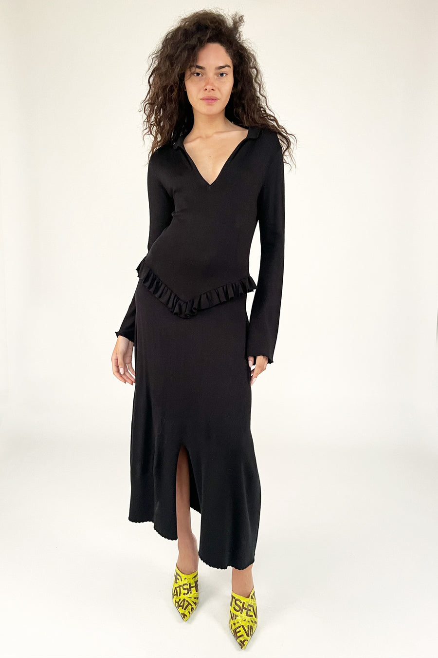 Sample Sale Black Knit Drop Waist Dress