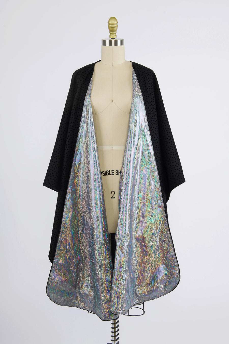 Shirley Cape in Black Flocked Wool