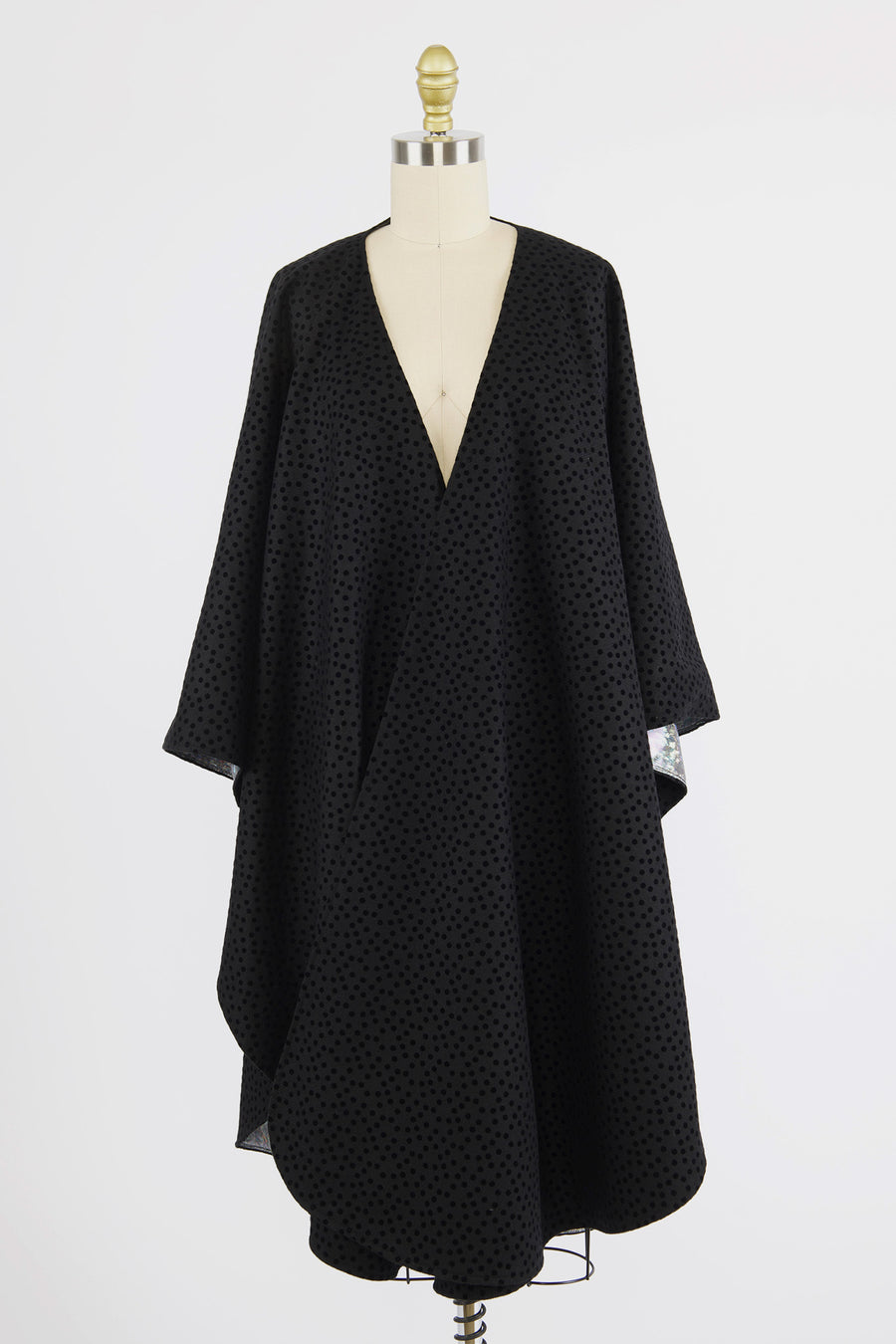 Shirley Cape in Black Flocked Wool