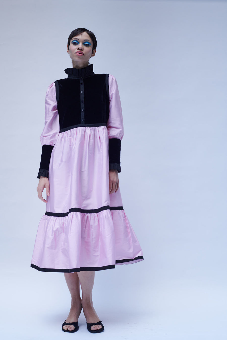 batsheva pink dress Silk Midi Length Dress