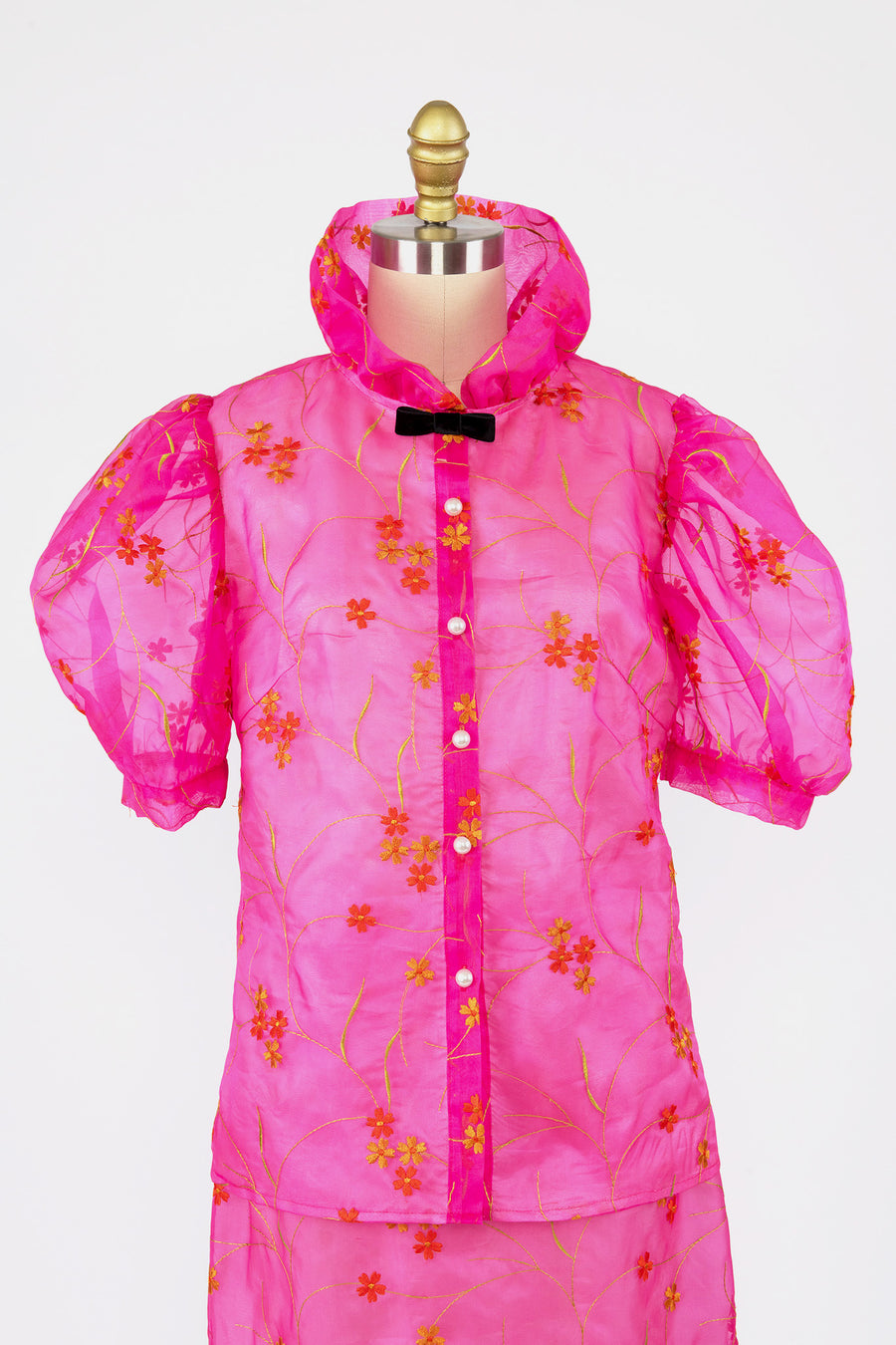 Lou Blouse in Hot Pink Silk Organza