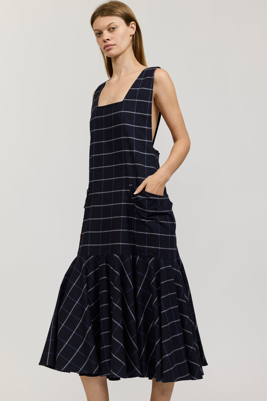 Meredith Dress in Black Check Flannel