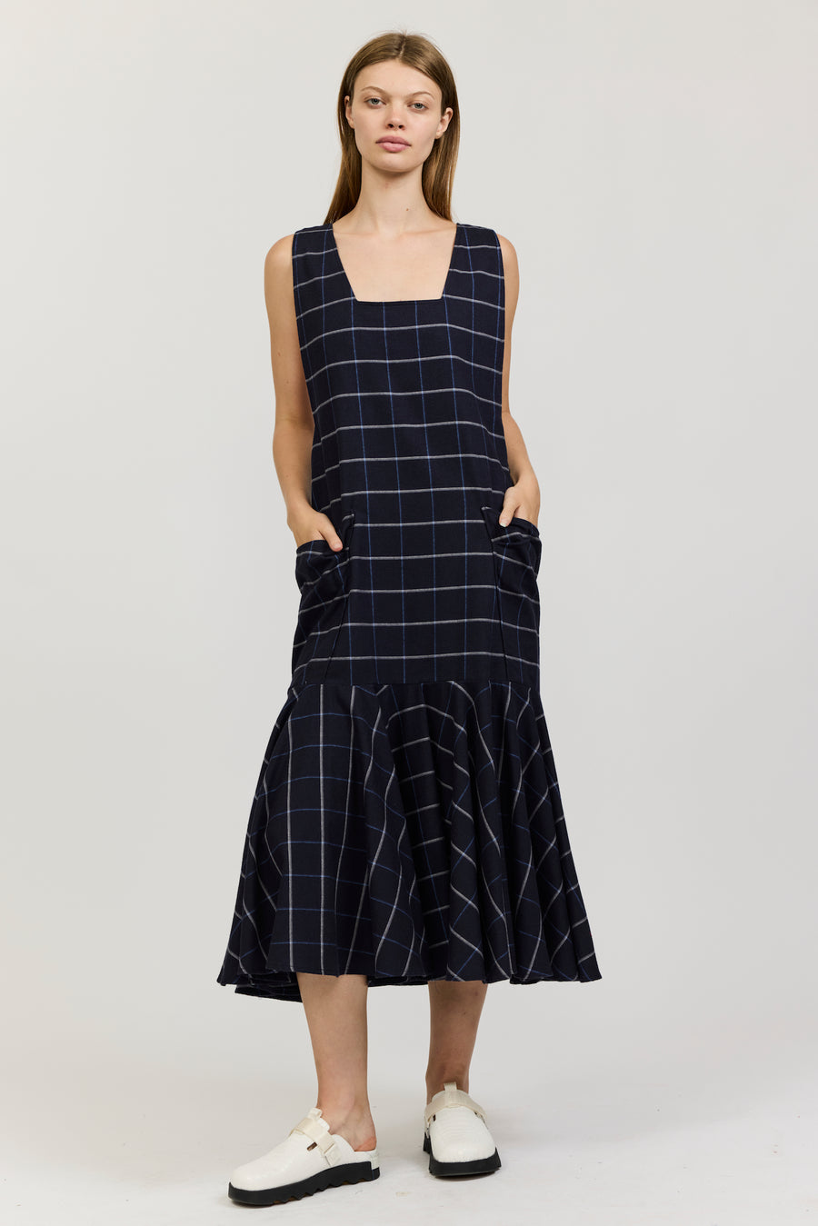 Meredith Dress in Black Check Flannel