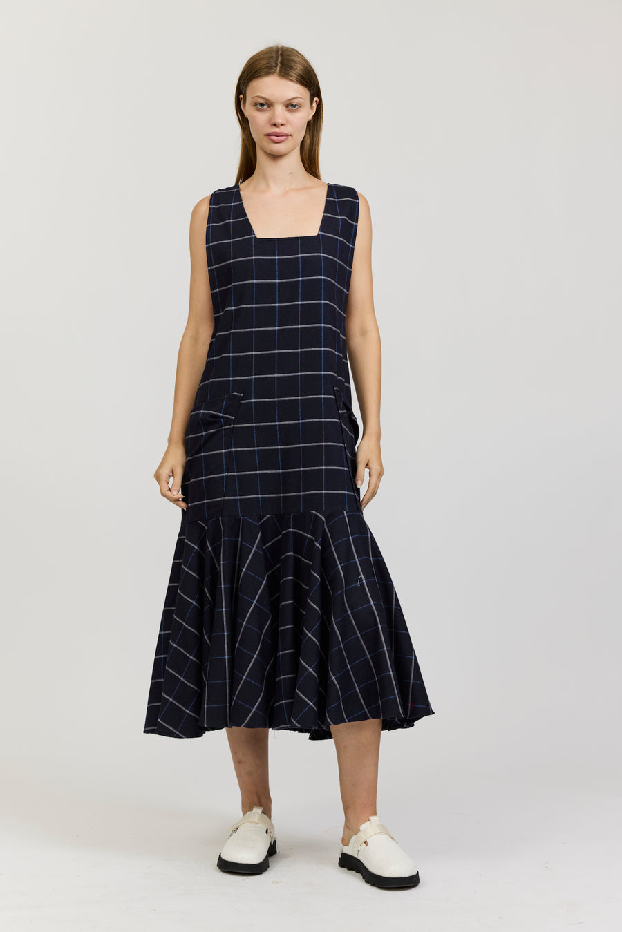 Meredith Dress in Black Check Flannel