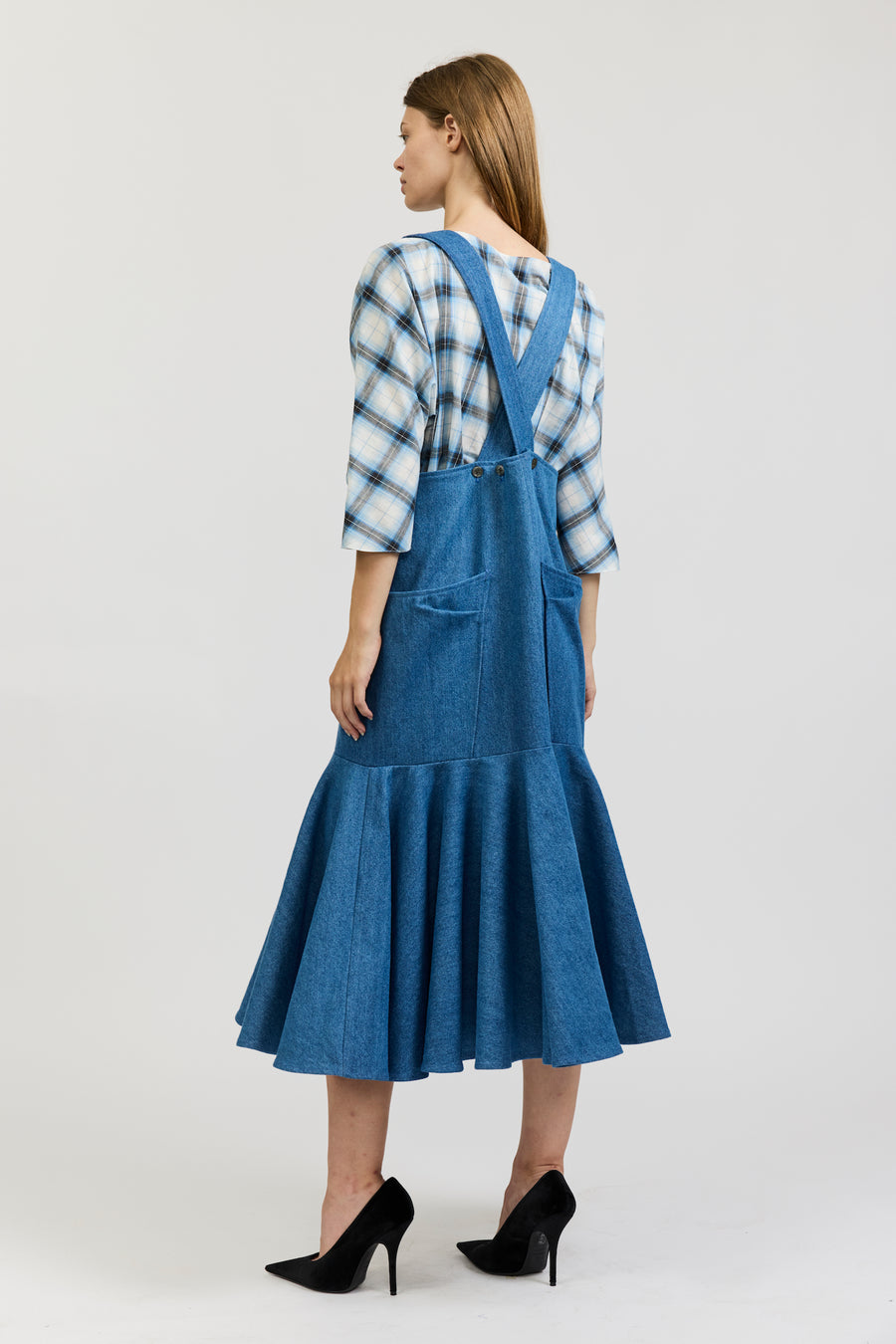 Meredith Dress in Medium Blue Denim