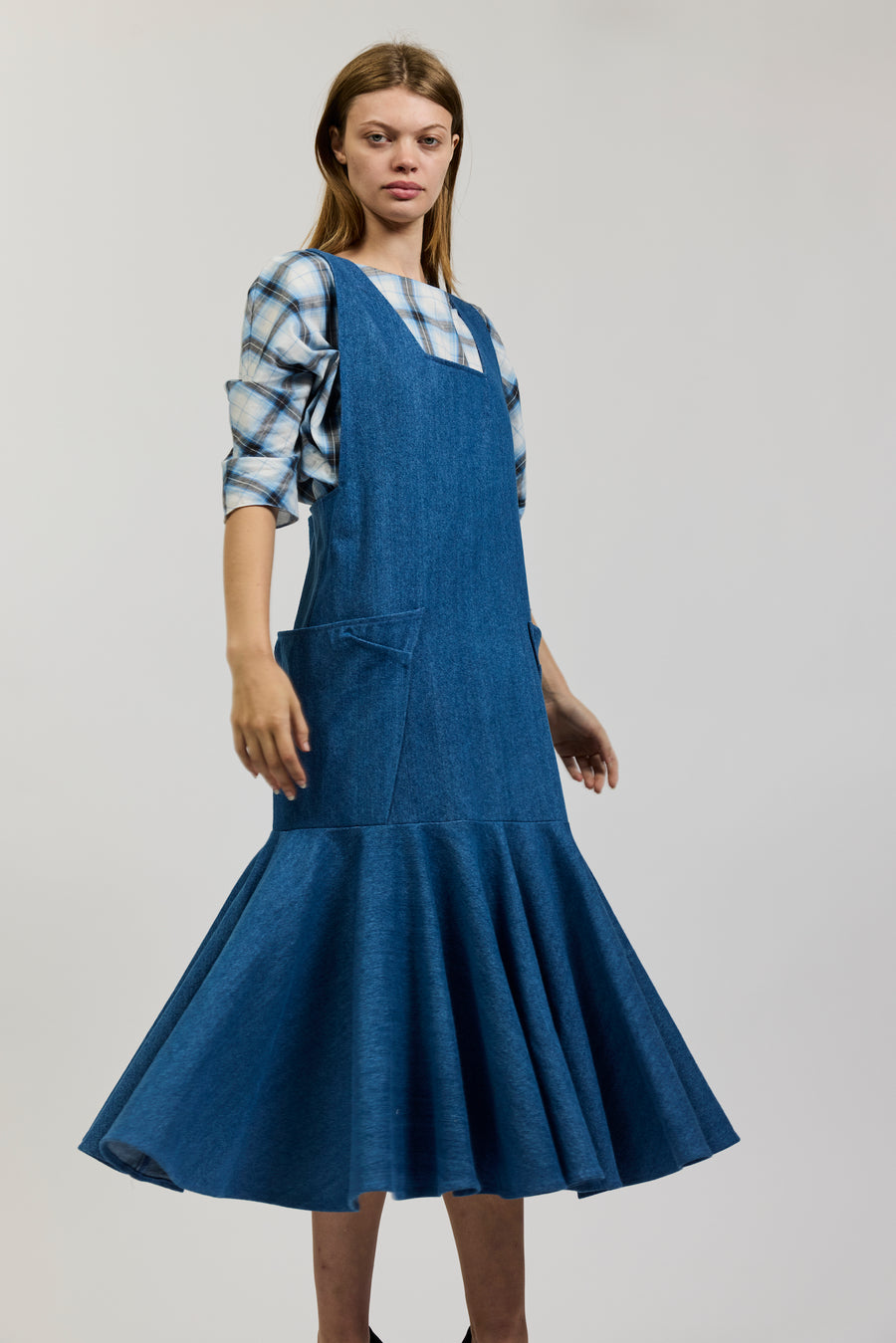 Meredith Dress in Medium Blue Denim