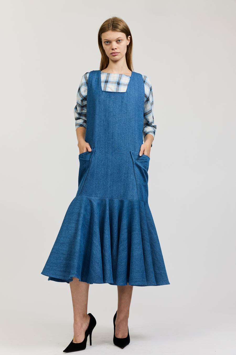 Meredith Dress in Medium Blue Denim