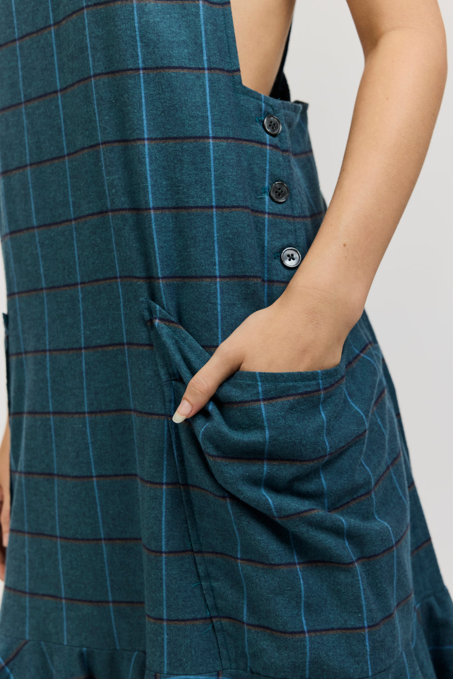 Meredith Dress in Green Check Flannel