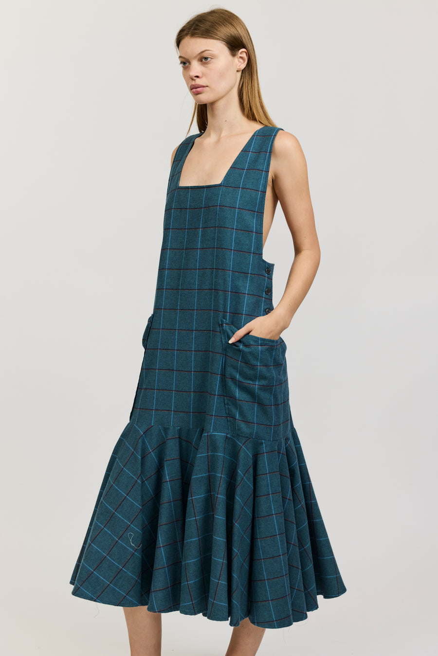 Meredith Dress in Green Check Flannel