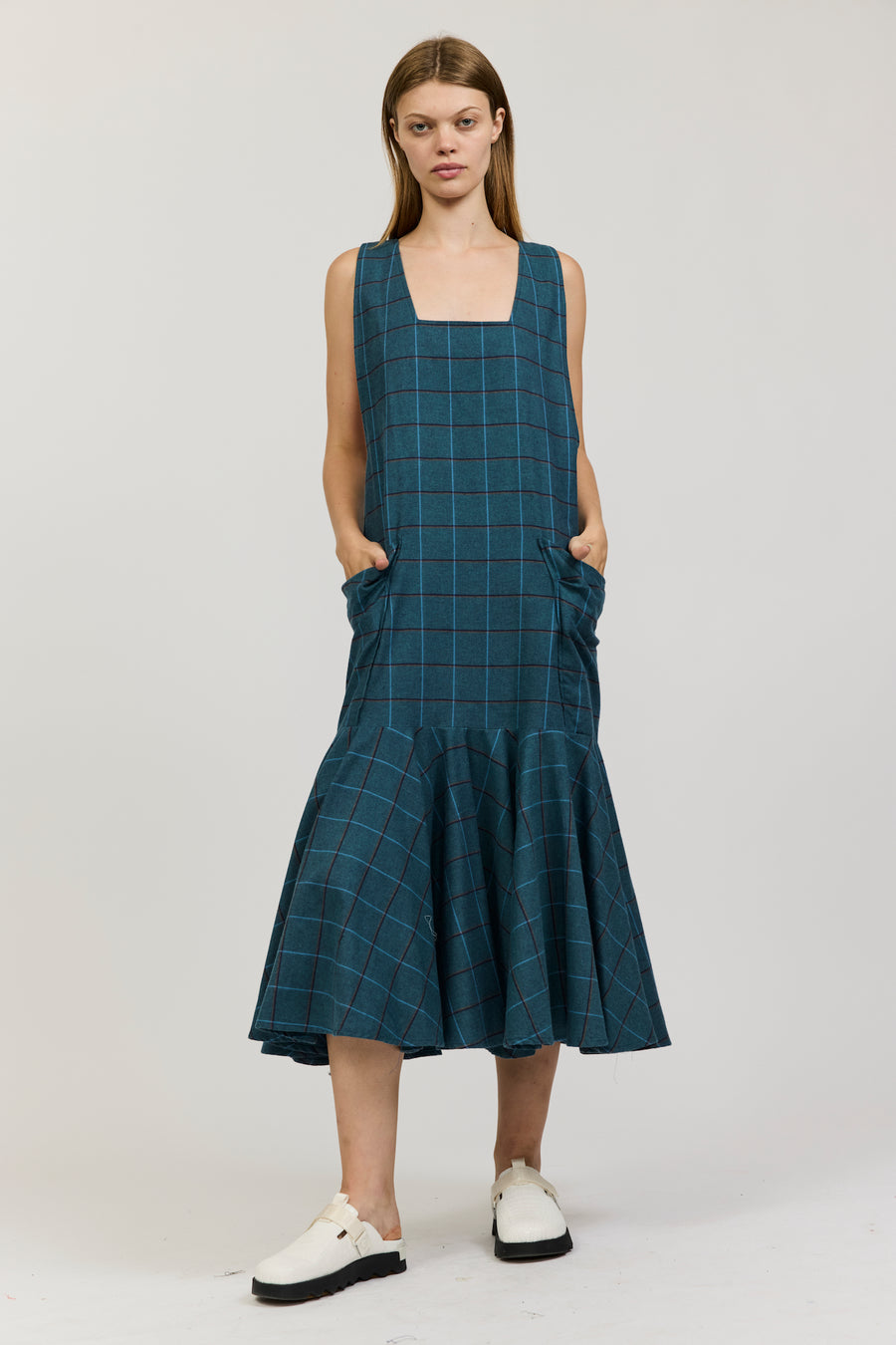 Meredith Dress in Green Check Flannel