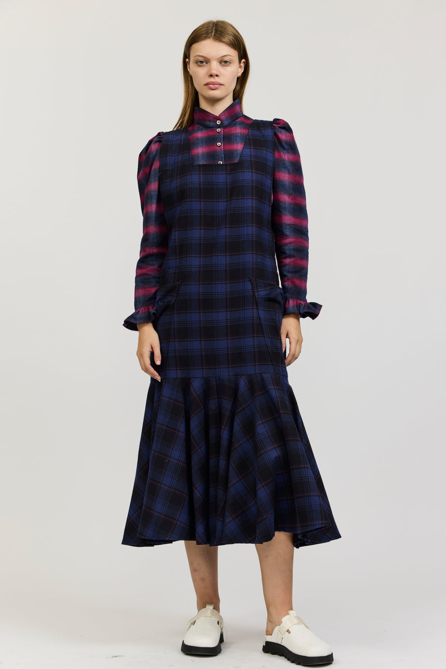 Grace Blouse in Pink and Navy Check Flannel