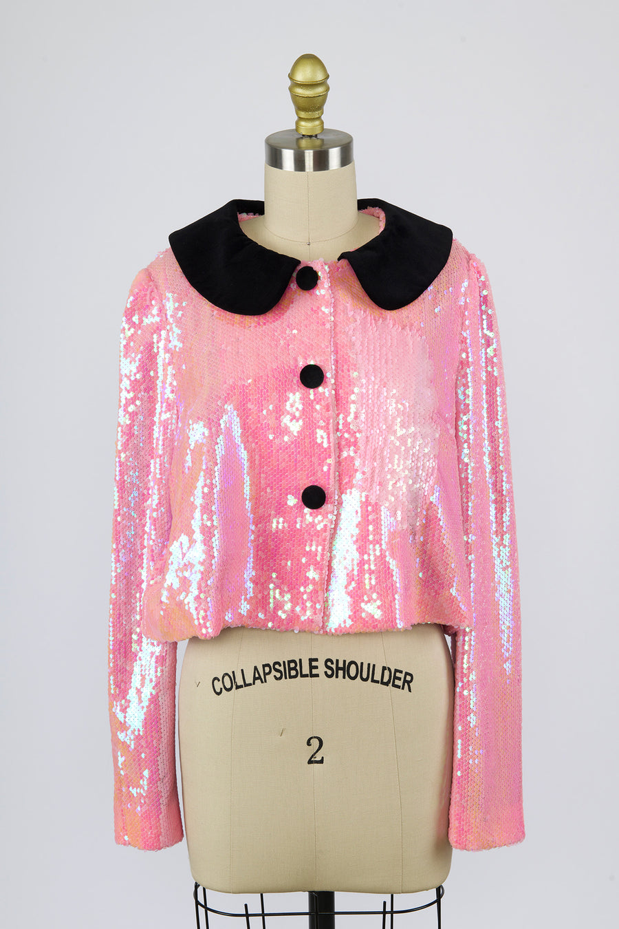 Peter Pan Coat in Pink Sequin