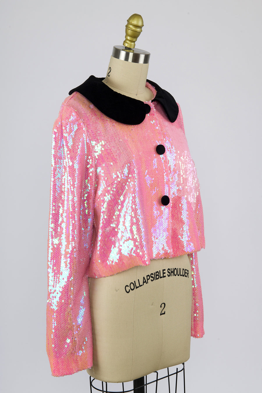 Peter Pan Coat in Pink Sequin