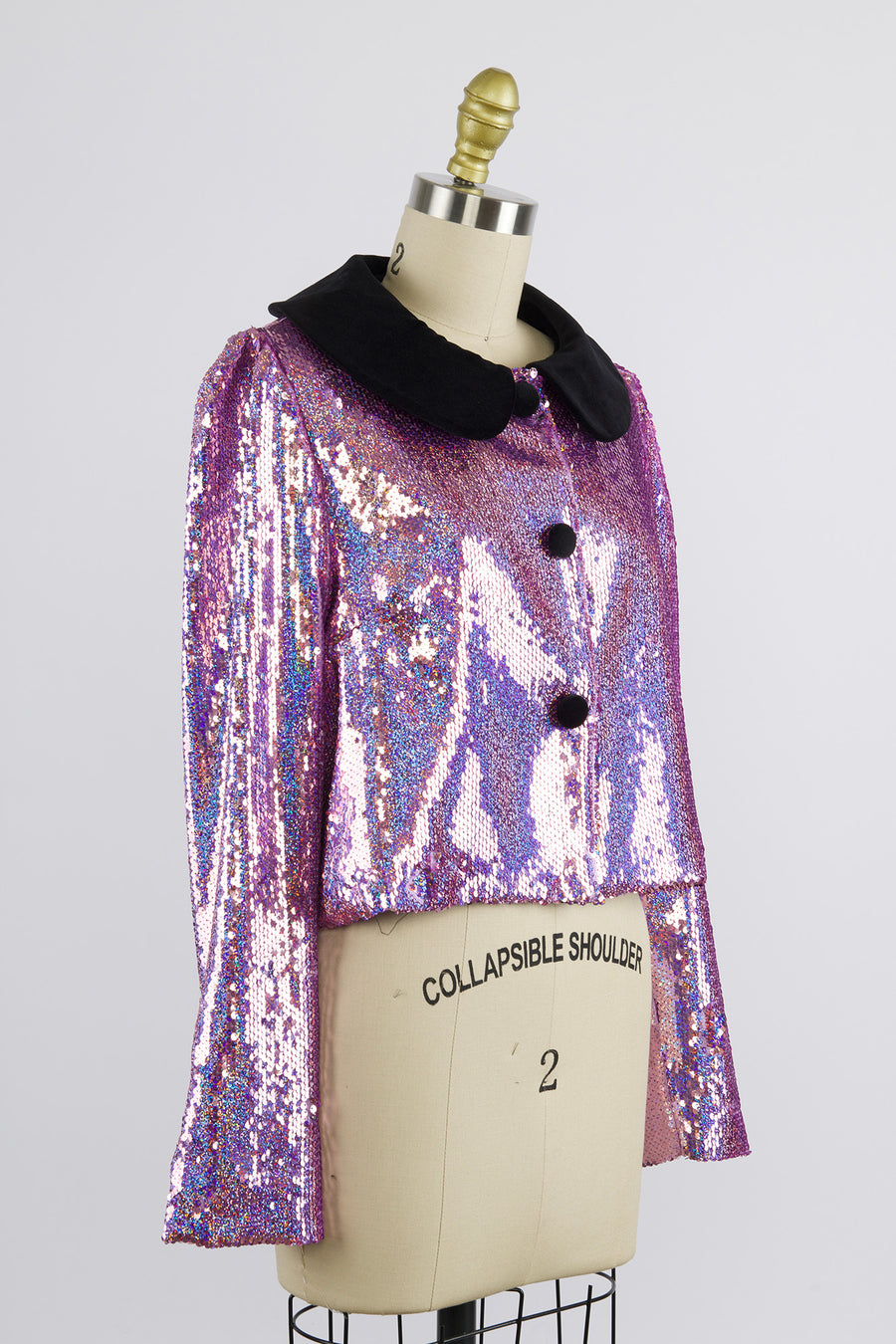 Peter Pan Coat in Purple Sequin