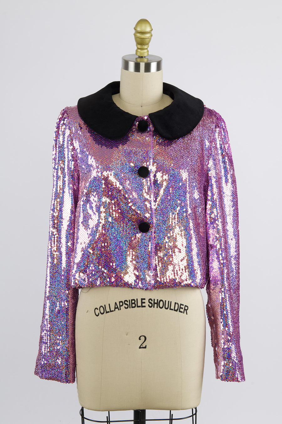 Peter Pan Coat in Purple Sequin