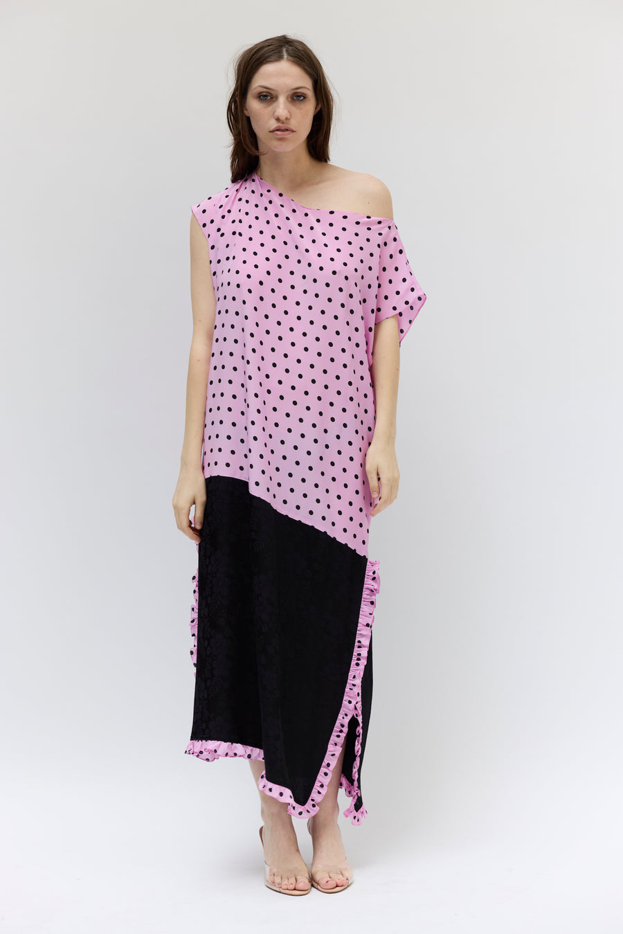 Caftan in Pink and Black Dots