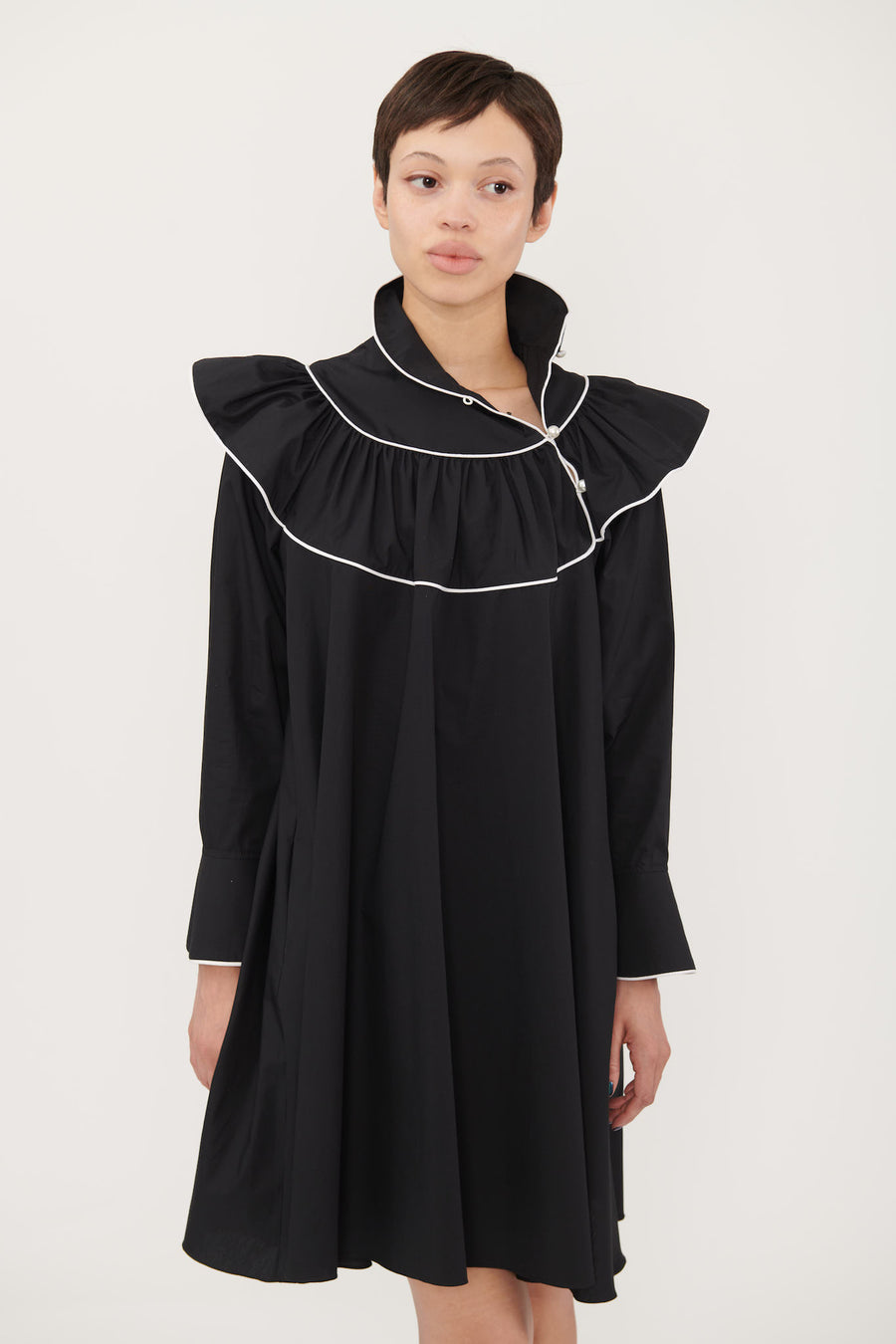 Racquel Dress in Black Cotton Poplin