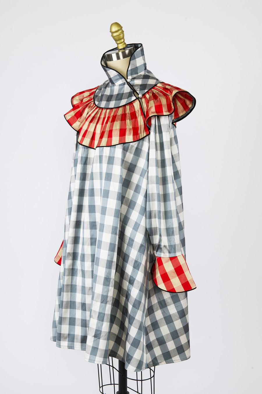 Racquel Dress in Deadstock Gingham Silk Taffeta