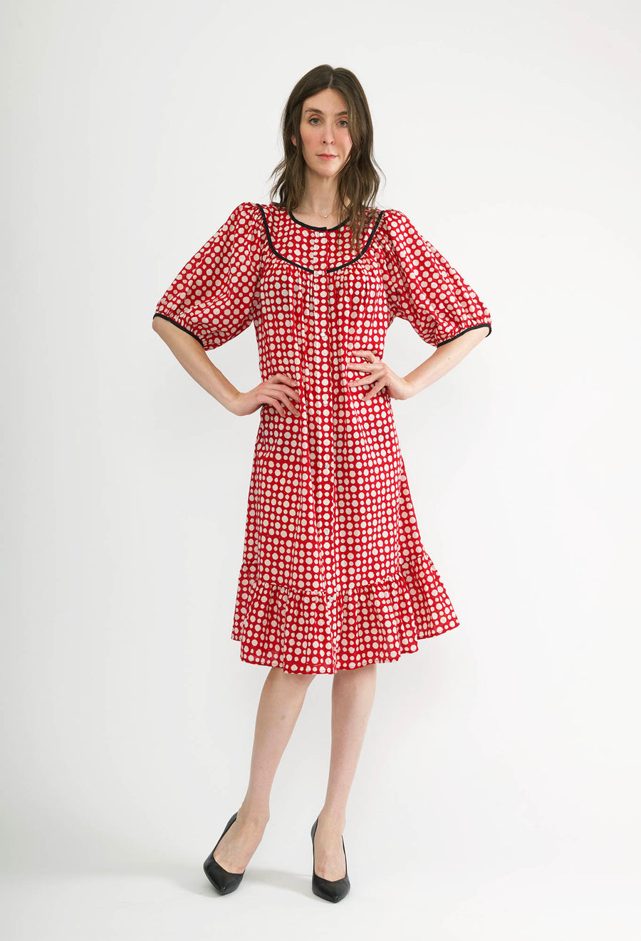 Snap Housedress in Red Dots