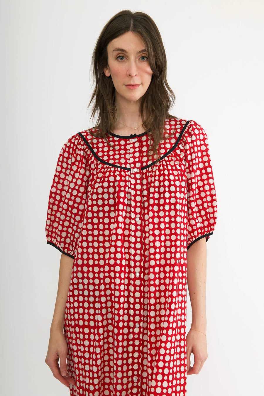 Snap Housedress in Red Dots