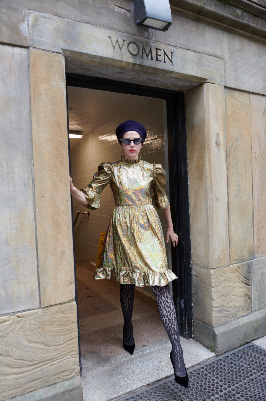 Spring Prairie Dress in Gold Holographic Lam Spring Prairie Dress in Gold Holographic Lam