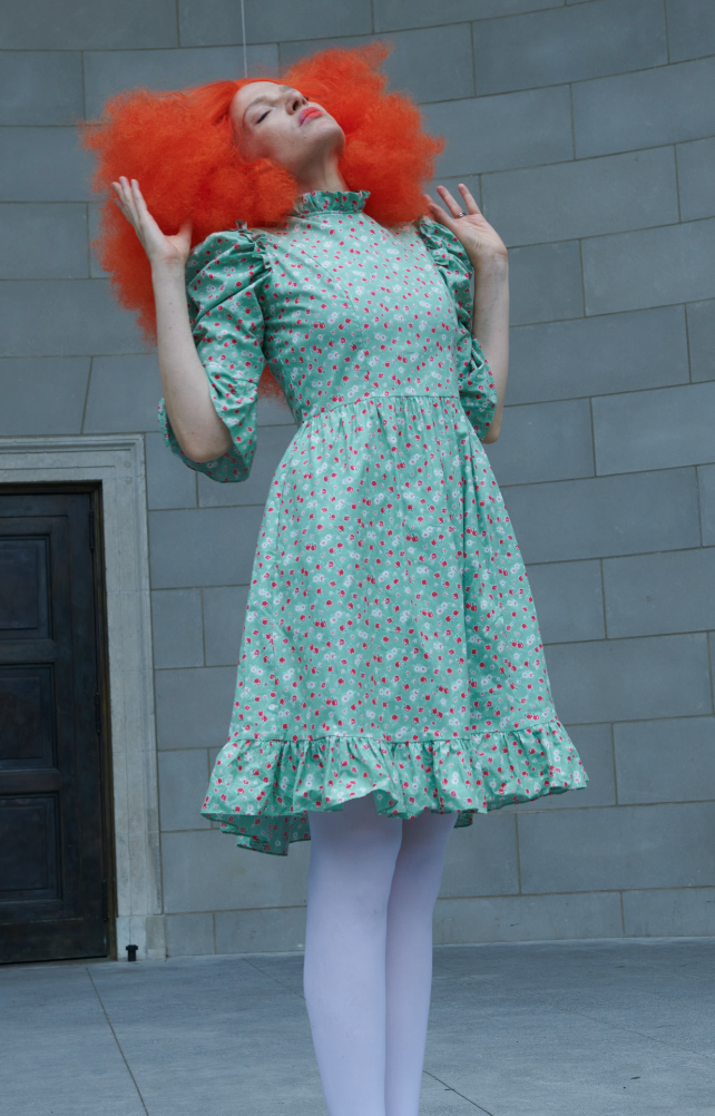 Spring Prairie Dress in Ditsy Apples 0 / Mint Green Spring Prairie Dress in Ditsy Apples 0 / Mint Green